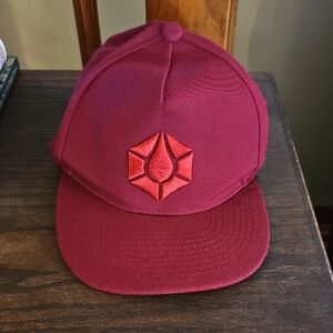 Burgundy Hat with Embroidered Logo